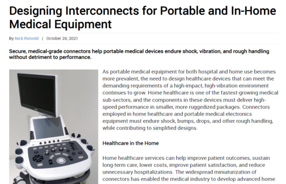 Hirose Americas Interconnects for Portable & In Home Medical Connector Supplier Article Image Oct 2021