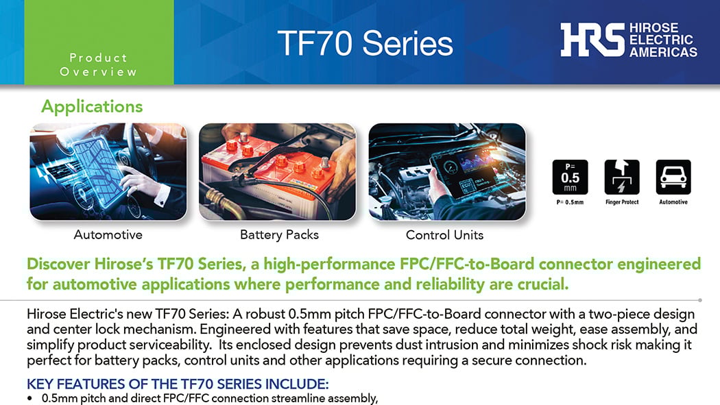 Hirose Americas New Product Introduction (NPI) TF70 Series Connector Video Image 102024-1