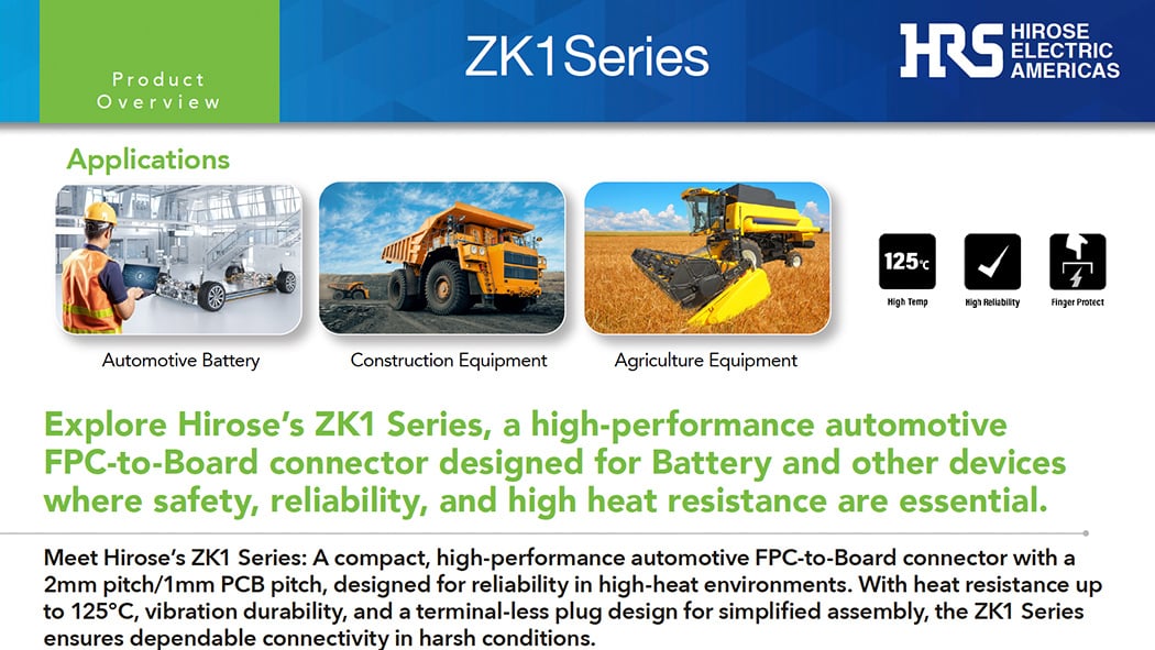 Hirose Americas New Product Introduction (NPI) ZK1 Series Connector Video Image 122024 