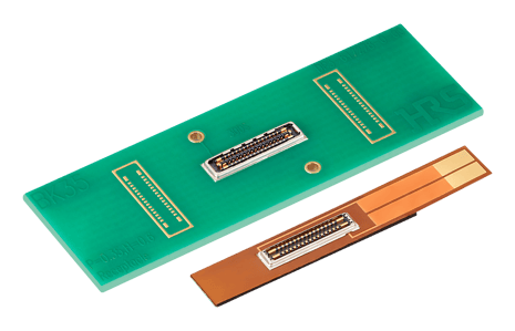 Image of Hirose BK35 Series connector, offering a 0.35 mm pitch with various pin count options and advanced 360-degree EMI shielding for high-frequency applications2