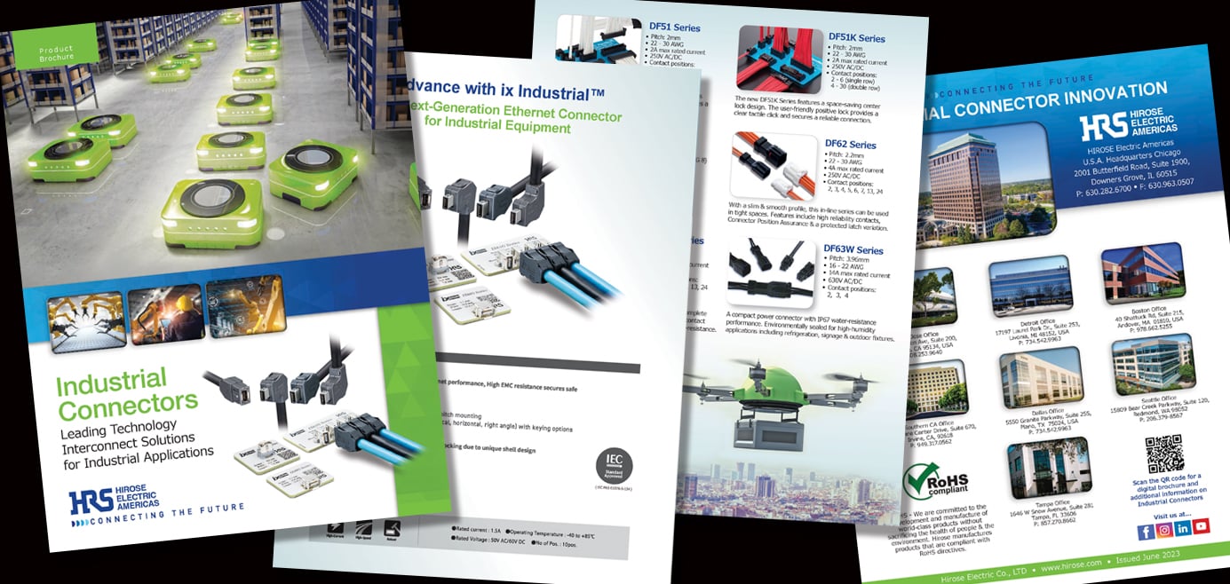 Image showcasing a range of Hirose Electric's advanced industrial connectors, embodying innovation and commitment to quality and efficiency in diverse industrial applications. 