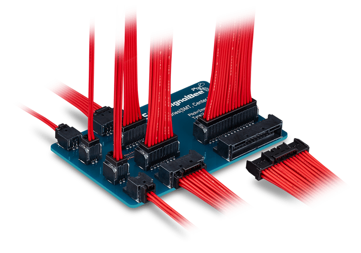 Product | Image of Hiroses DF51K connector from the SignalBee™ series, showcasing its 2mm pitch and positive lock design for wire-to-board connections in micro-mobility projects.