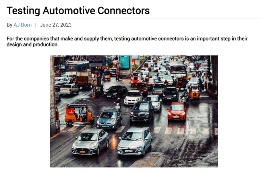 Image of Testing Automotive Connectors Article