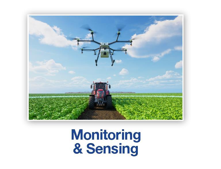 Drone monitoring agricultural equipment in a field