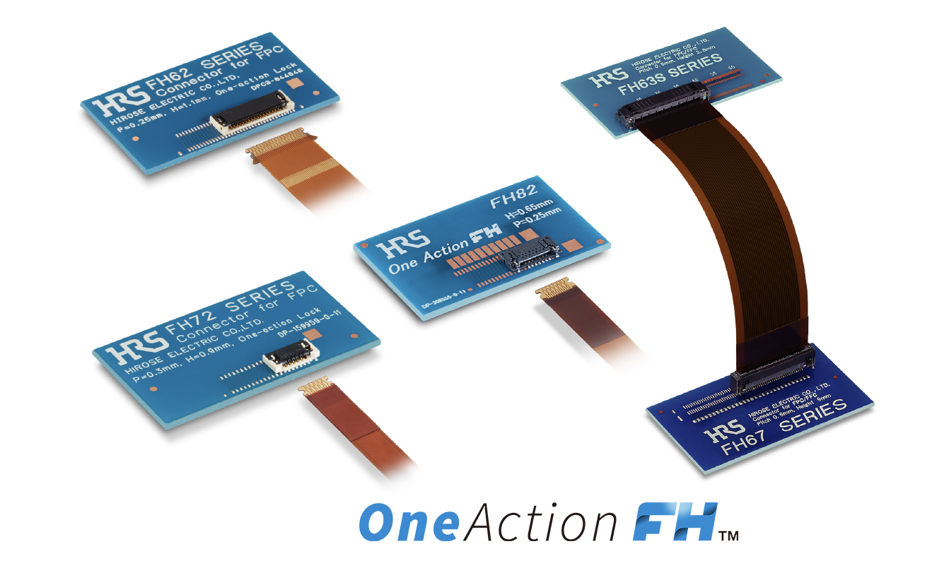 Image showcasing the OneAction FH™ series by Hirose, emphasizing its unique connection by insertion design for micro-mobility applications.
