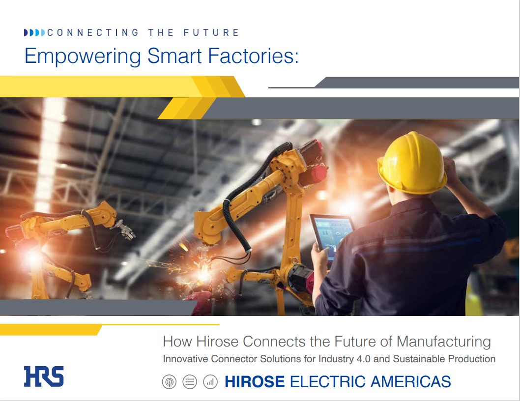 Cover of Hirose's Smart Manufacturing eBook showcasing innovative connector solutions